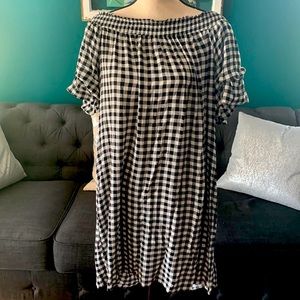 Plaid off shoulder dress